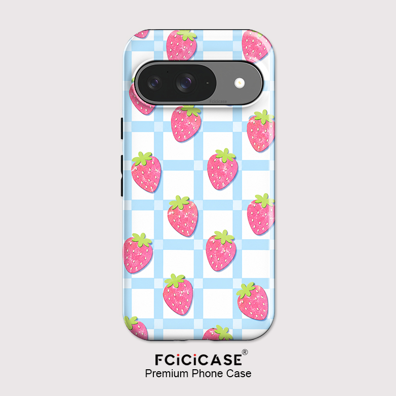 Google Pixel 9 - Fcicicase 딸기 프린트 휴대폰 케이스 (구글